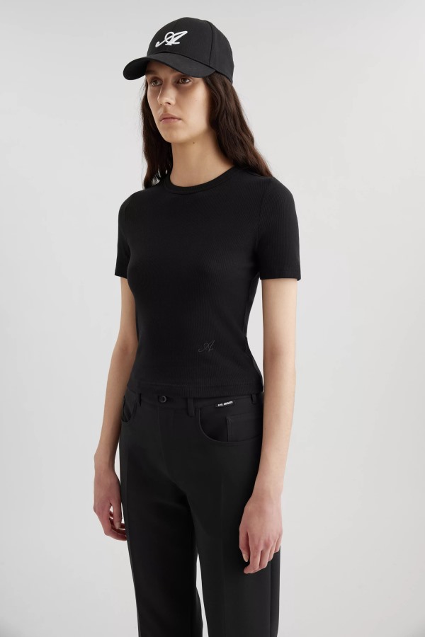 Axel Arigato Zwart Signature Slim Rib T-shirt