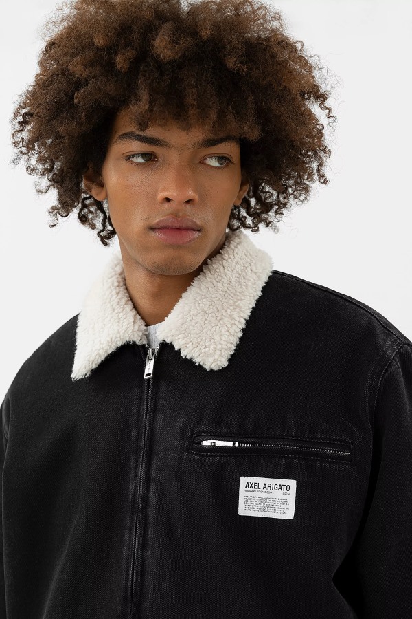 Axel Arigato Crew Gewatteerd Spijkerjack Zwart Stone Wash