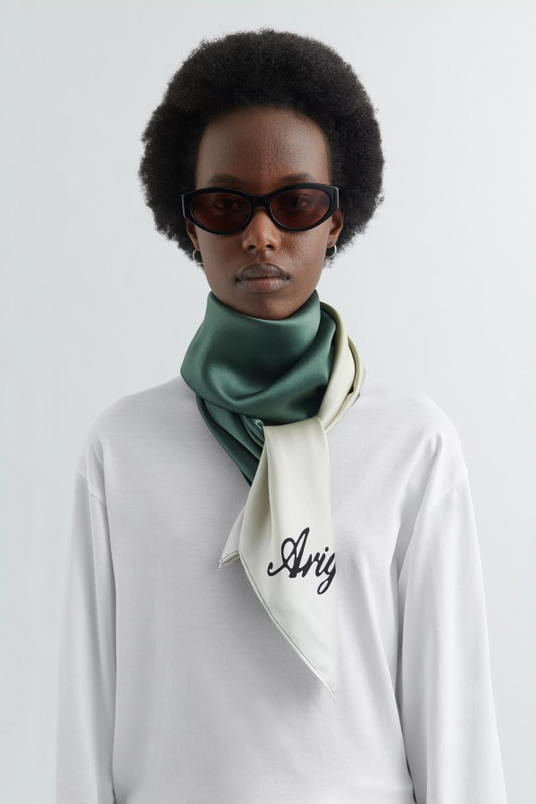 Prisma Zijden Sjaal Belgische Blok Donkergroen Axel Arigato