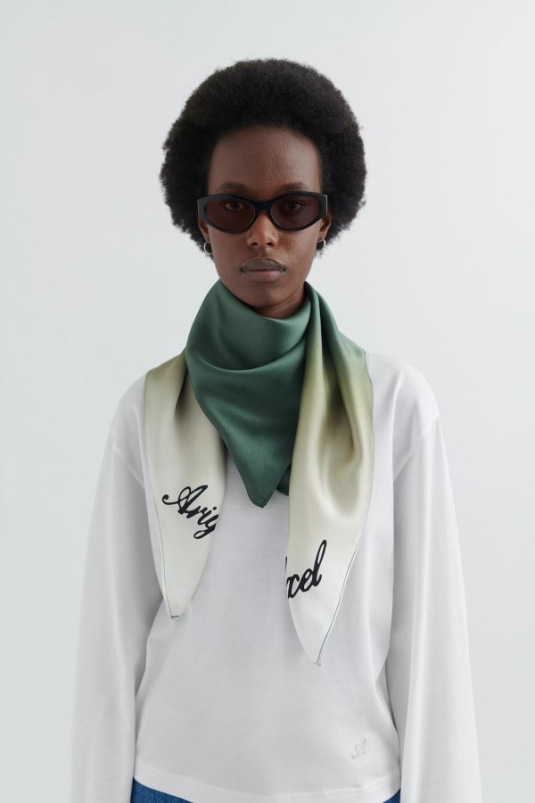 Prisma Zijden Sjaal Belgische Blok Donkergroen Axel Arigato